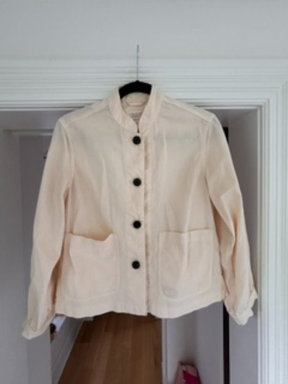 TOAST: Cropped Cotton Chore Jacket in Cream/Ecru: Size 6